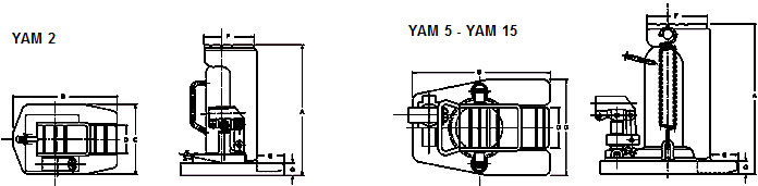 Hydraulický strojní zvedáky se zvedací patkou, typ YAM